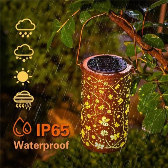 Bee Solar Lanterns Outdoor Waterproof Hanging Solar Lights Bee Gifts for Women - Picture 5 of 7